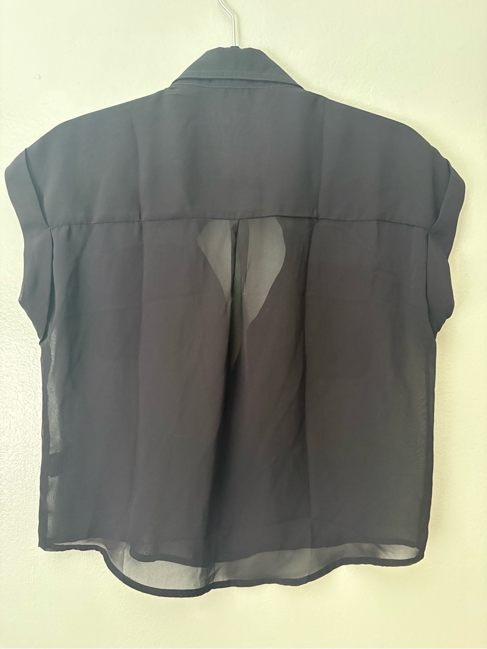 Shinestar Black Sheer Utility Button-Front Blouse - Picture 2 of 6